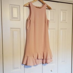 Xscape light pink dress with ruffle detail